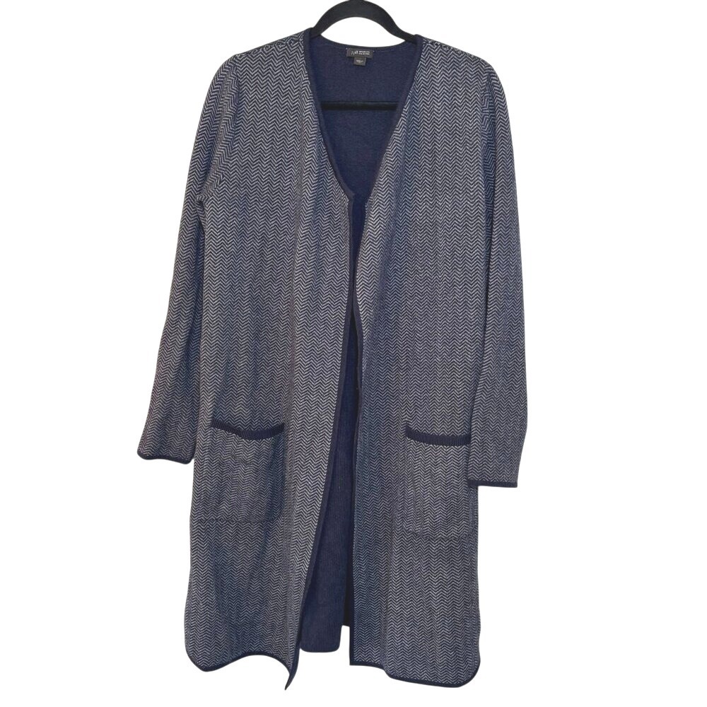 J. Jill Wearever Collection Open-Front Sweater Cardigan Women's Size Medium Navy